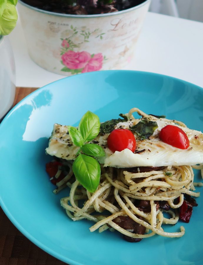 Verse spaghetti aglio e olio met kabeljauw