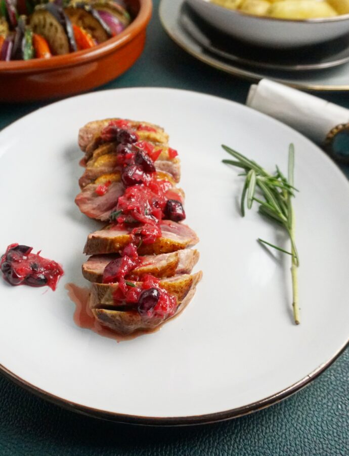 Eendenborstfilet met cranberrysaus