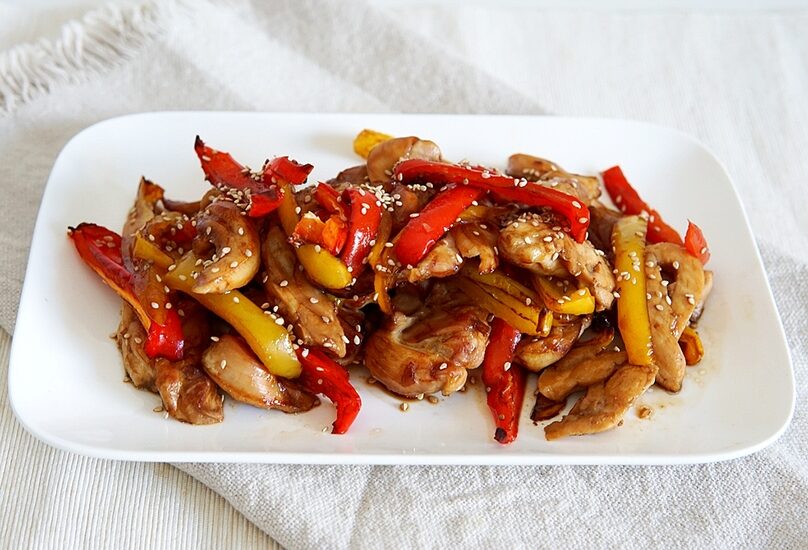 Kip teriyaki met paprika