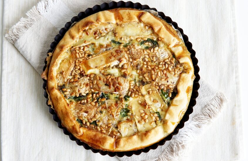 Quiche met spinazie en geitenbrie