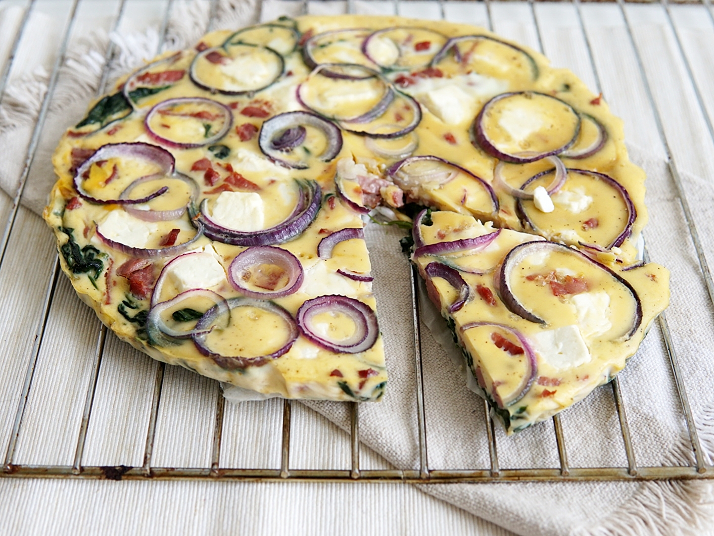 Frittata met spinazie en feta
