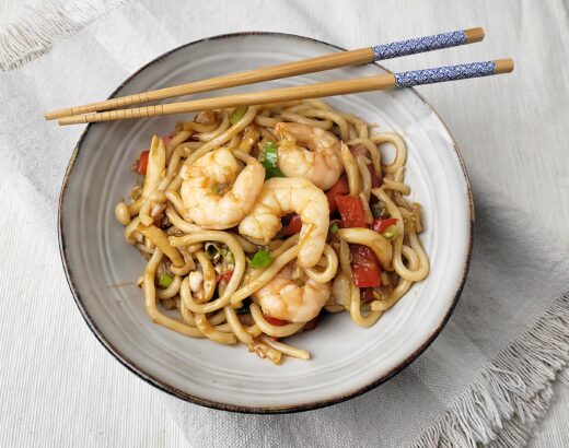 Yaki Udon met garnalen
