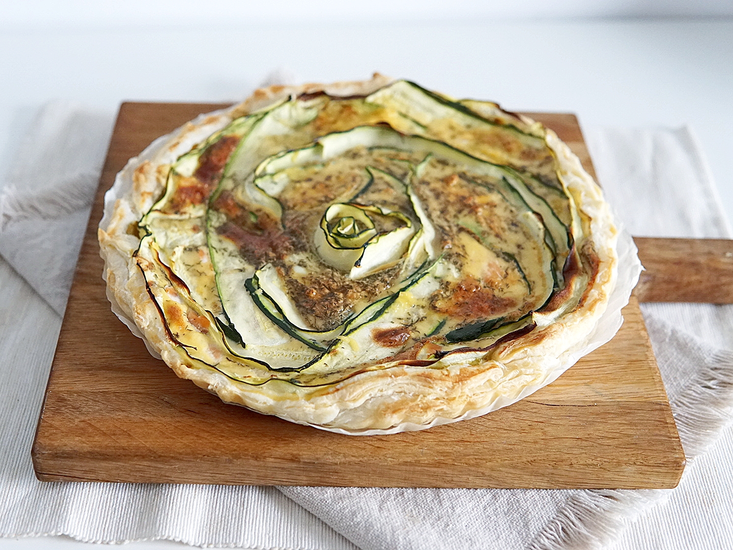 Quiche met courgette en gerookte zalm