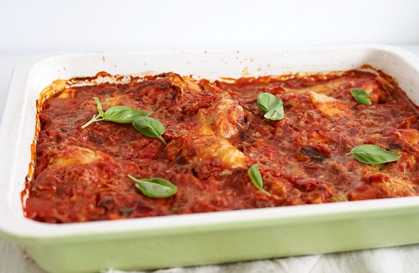 Italiaanse kippenstoof met tomaten en groente