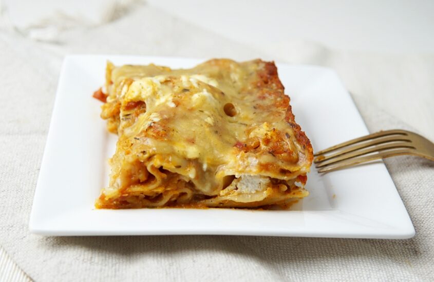 Lasagne met pompoen en geitenkaas