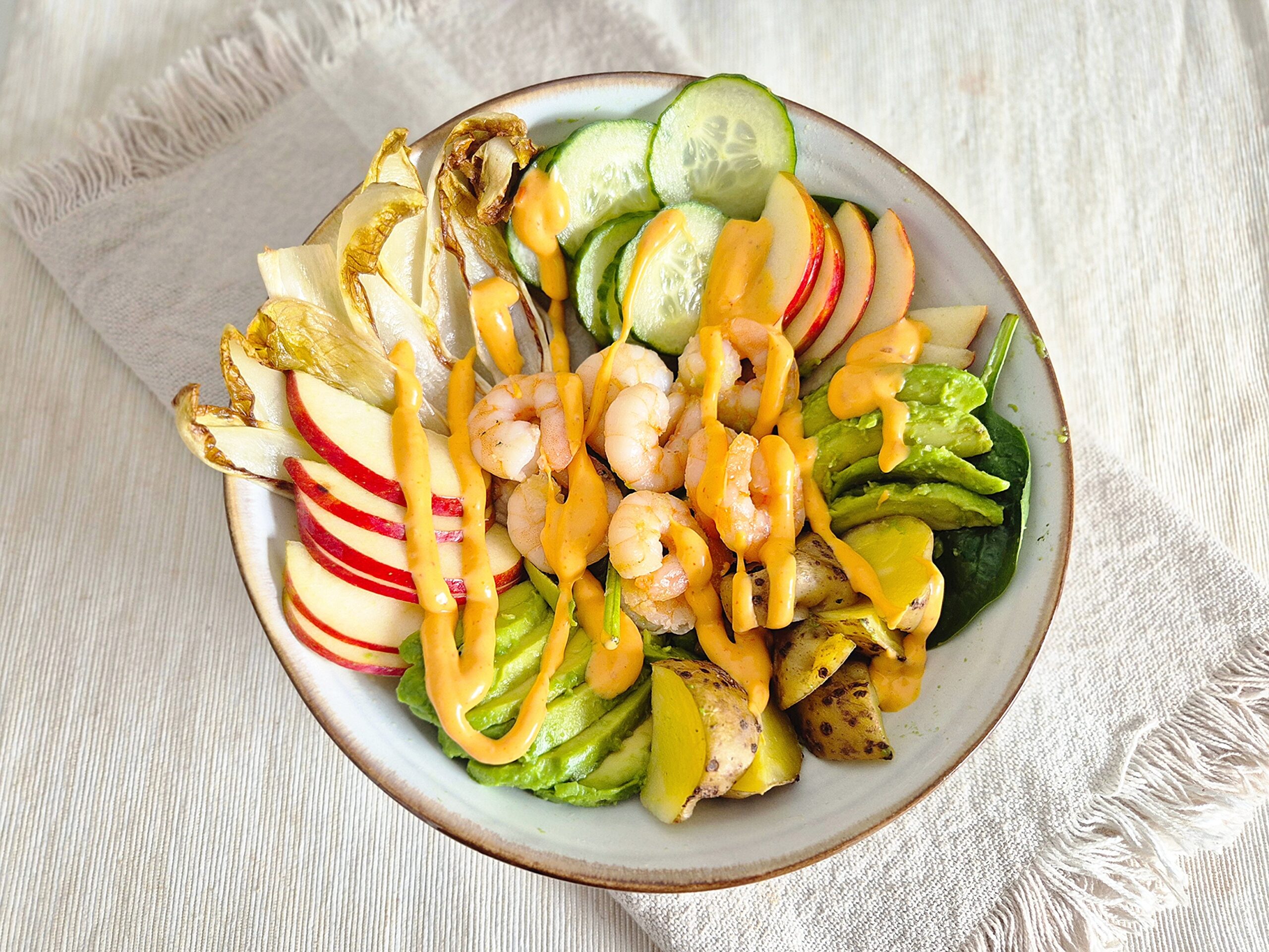 Salade met witlof en garnalen