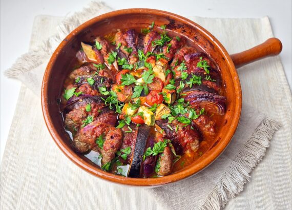 Patlican kebabi - Aubergine kebab met lamsgehakt