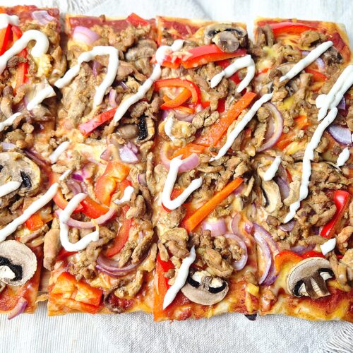 Plaatpizza met shoarma