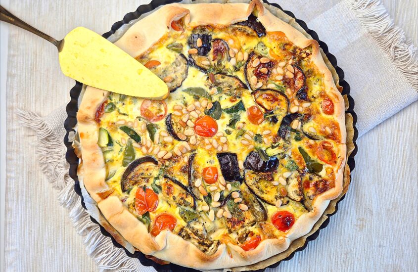Quiche met geroosterde groente