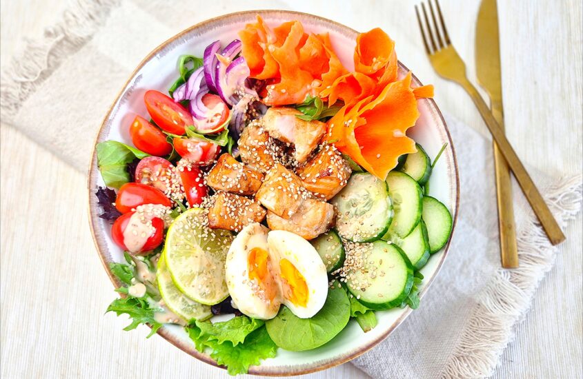 Salade met Teriyaki zalm