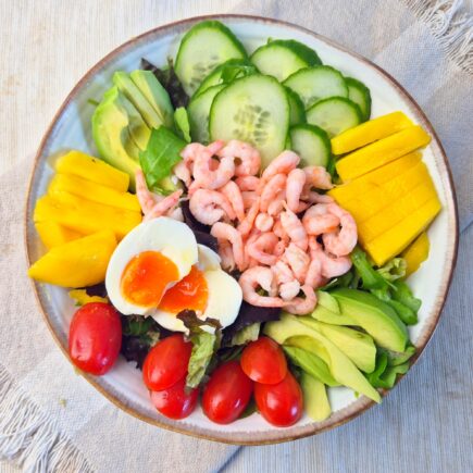 Salade met Noorse garnalen en mango