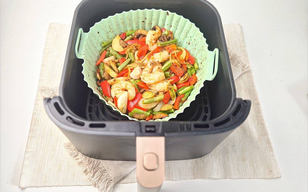 Garnalen met groente uit de airfryer