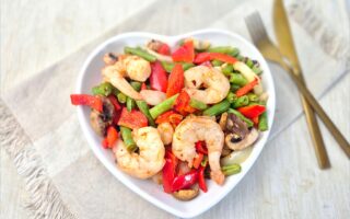 Garnalen met groente uit de airfryer