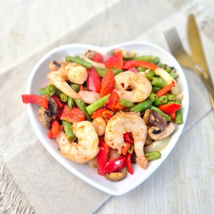 Garnalen met groente uit de airfryer
