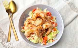 Zalm en garnalen teriyaki met spitskool