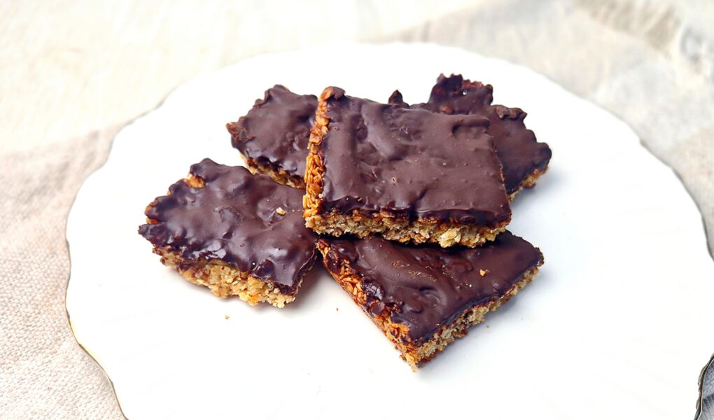 Havermoutkoek met honing en chocolade